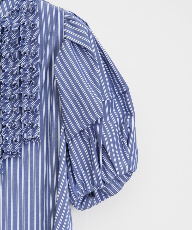 MARILYN MOON】モダンタックフリルボリュームスリーブブラウス_