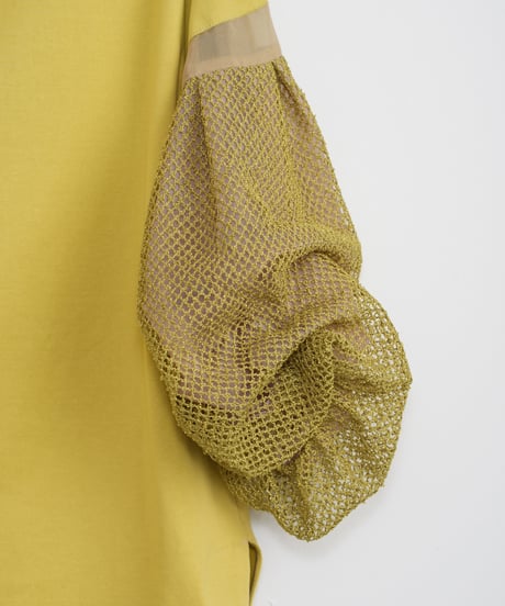 【Lallia Mû】メッシュレーススリーブカットソーブラウス_240330001164