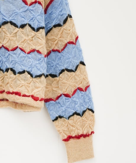 【COOHEM〈women's〉】MOHAIR WOOL TUCK BORDER KNIT PULLOVER