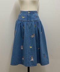 【yukiemon】fortune刺繍デニムスカート（M）