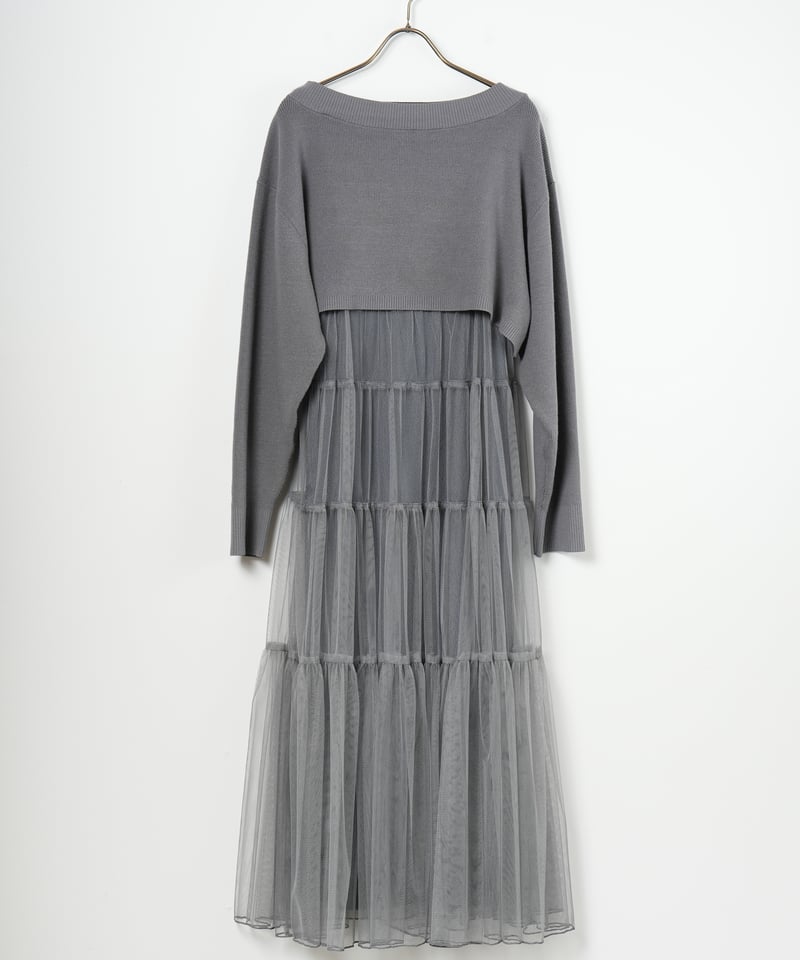 COCO DEAL】ニットセットチュールティアードワンピース_241227000259 |