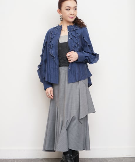 【MARILYN MOON】Ruffle&frill micro tuck blouse_240115005086
