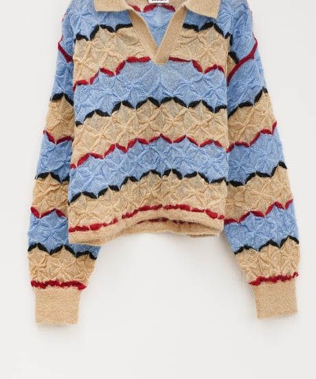 【COOHEM〈women's〉】MOHAIR WOOL TUCK BORDER KNIT PULLOVER