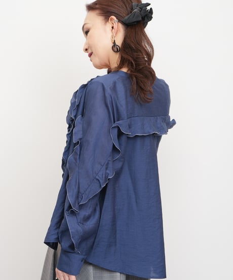 【MARILYN MOON】Ruffle&frill micro tuck blouse_240115005086