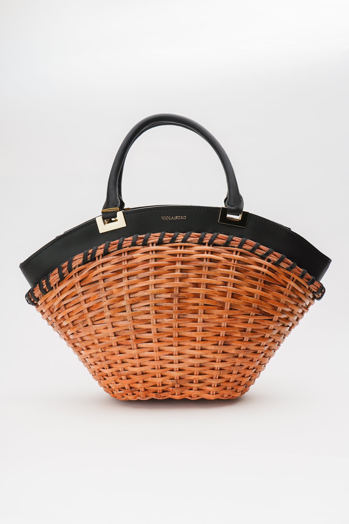 VIOLAdORO☆スプリットラタン ポケットトートバッグ VIOLAd'ORO｜スプリットラタン × カウレザー 2way カゴバッグ