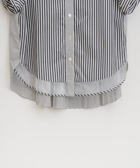 【Lallia Mû】バックプリーツストライプシャツ＿2505030080131