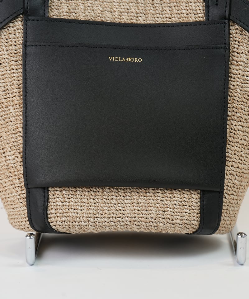 VIOLAd'ORO】MIRO アバカ製 2WAYレザーポケットトートMサイズ_250301