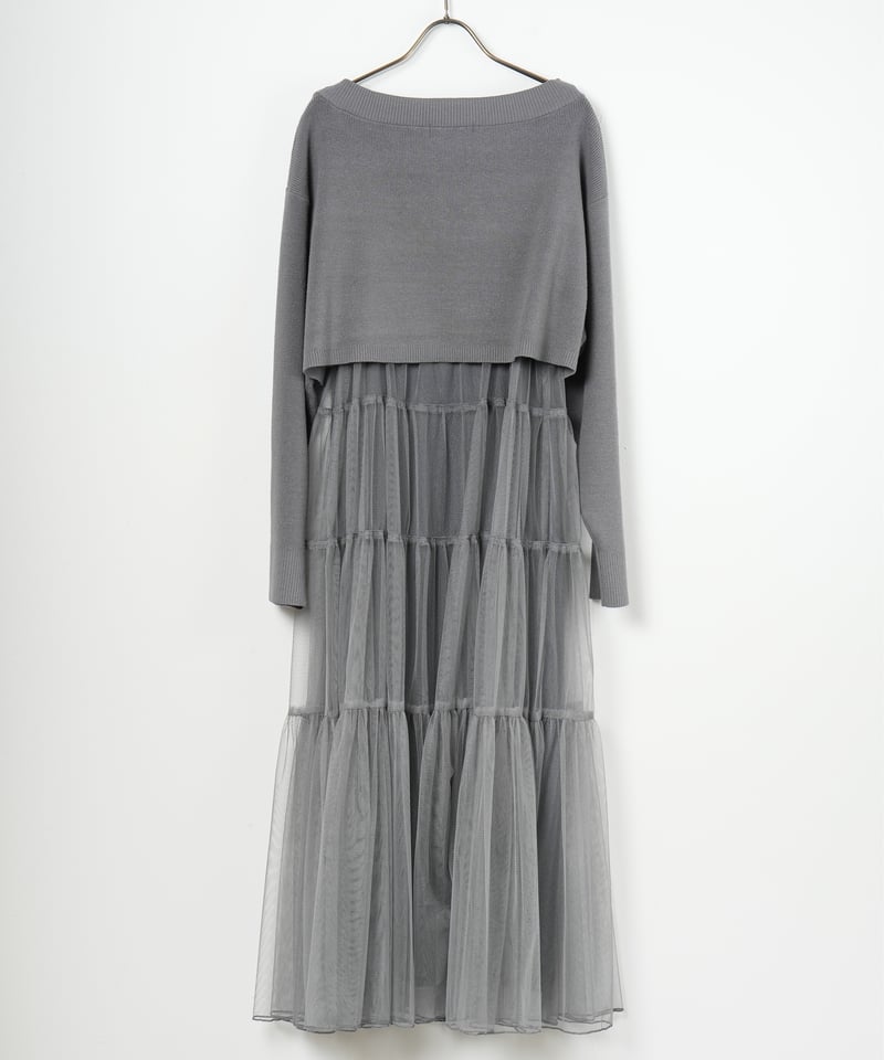 COCO DEAL】ニットセットチュールティアードワンピース_241227000259 |