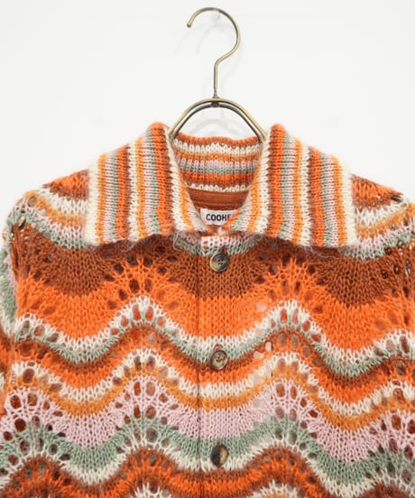 【COOHEM】MOHAIR WOOL MULTI BORDER KNIT CARDIGAN