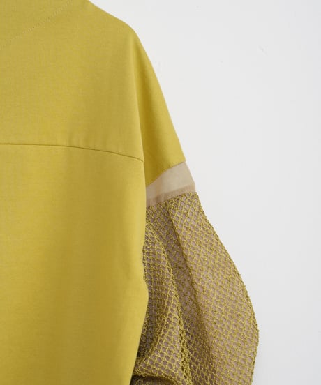 【Lallia Mû】メッシュレーススリーブカットソーブラウス_240330001164