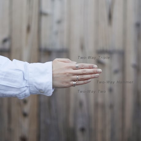 2wayイヤカフリング｜6.6mm幅｜シルバー925｜ TWO-WAY TRIPLE【Laugh＆Yoke】｜Artisan Works