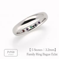ファミリーリング（Bague Eclat-バーグ エクラ）|大切な絆を誕生石で紡ぐ指輪【5石-選べる誕生石】｜3.2mm幅｜Pt950｜Artisan Works