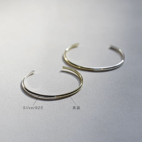 コンビネーションバングル・ラウンド【シルバー925と真鍮のコンビ / シンプルな甲丸】｜Silver925+真鍮 ｜ Atelier CraM