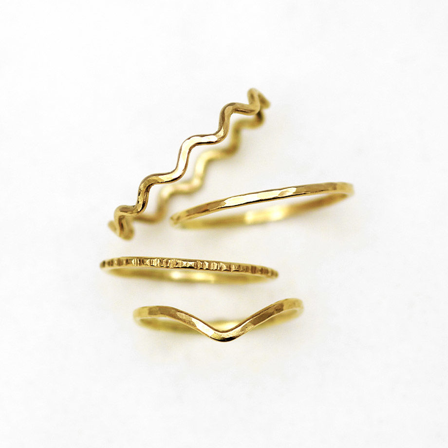 セミオーダー1000円！　真鍮リング　ハンドメイド デザインを選べるセミオーダーリング【幅1.0mm】｜K18イエロー