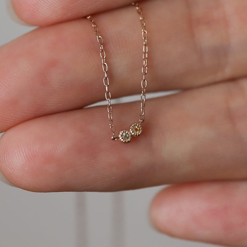 大切な人の宝石を紡ぐネックレス【選べる誕生石-2石-】｜K10イエロー