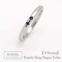 ファミリーリング（Bague Eclat-バーグ エクラ）|大切な絆を誕生石で紡ぐ指輪【2石-選べる誕生石】｜【選べるリング幅】｜サージカルステンレス （金属アレルギー対応素材）