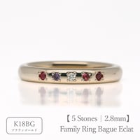 大切な人の宝石を紡ぐ【5石】-Family Ring Bague Eclat（ファミリーリング・バーグ エクラ）【選べる誕生石】｜2.8mm幅｜K18ブラウンゴールド｜ Artisan Works