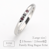 ファミリーリング（Bague Eclat-バーグ エクラ）|大切な絆を誕生石で紡ぐ指輪【3石-選べる誕生石】｜21号以上サイズ｜2mm幅｜プラチナ950