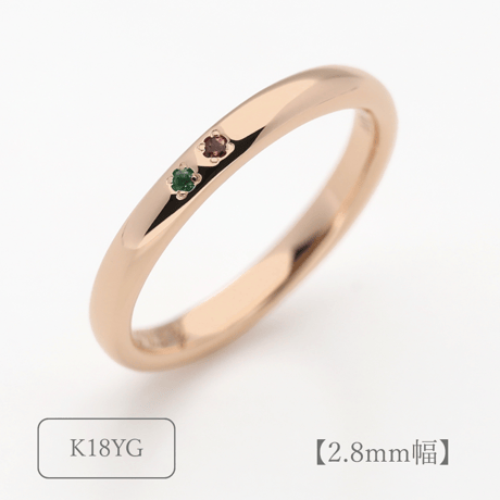 ファミリーリング（Bague Eclat-バーグ エクラ）|大切な絆を誕生石で紡ぐ指輪【2石-選べる誕生石】｜2.8mm幅｜K18YG/K18PG【選べる素材】