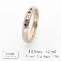 ファミリーリング（Bague Eclat-バーグ エクラ）|大切な絆を誕生石で紡ぐ指輪【5石-選べる誕生石】｜3.2mm幅｜K18ブラウンゴールド｜Artisan Works