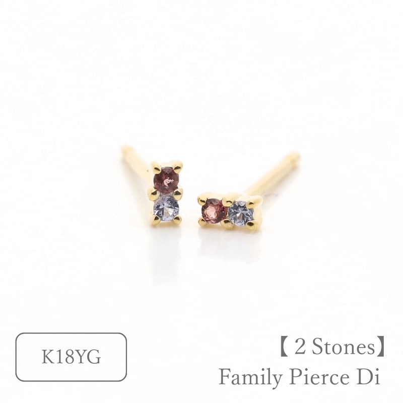大切な絆を誕生石で紡ぐピアス【2石-選べる誕生石】｜K18YG｜Family
