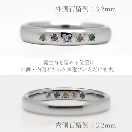 ファミリーリング（Bague Eclat-バーグ エクラ）|大切な絆を誕生石で紡ぐ指輪【5石-選べる誕生石】｜【選べるリング幅】｜サージカルステンレス （金属アレルギー対応素材）