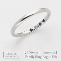 大切な人の宝石を紡ぐ【4石】-Family Ring Bague Eclat（ファミリーリング・バーグ エクラ）【21号以上サイズ・選べる幅と誕生石】｜サージカルステンレス （金アレ対応素材）