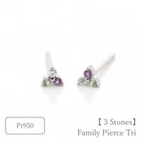 大切な絆を誕生石で紡ぐピアス【3石-選べる誕生石】｜Pt950 ｜Family Pierce Tri（ファミリーピアス・トリ）｜Artisan Works