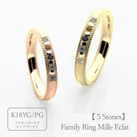 ファミリーリング（Mille Eclat-ミル エクラ）|大切な絆を誕生石で紡ぐ指輪【5石-選べる誕生石】｜K18YG/K18PG｜Artisan Works
