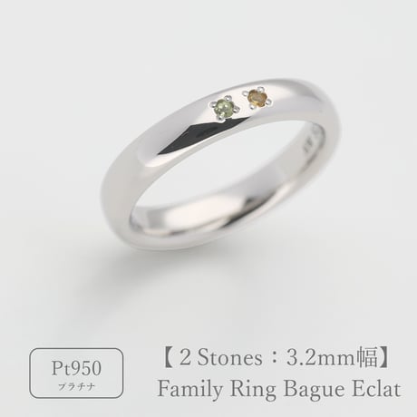 ファミリーリング（Bague Eclat-バーグ エクラ）|大切な絆を誕生石で紡ぐ指輪【2石-選べる誕生石】｜3.2mm幅｜プラチナ950｜Artisan Works