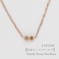 大切な人の宝石を紡ぐネックレス【選べる誕生石-2石-】｜K18ピンクゴールド｜Family Necklace（ファミリーネックレス）｜Artisan Works