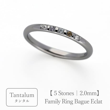 タンタルのリング｜大切な絆を誕生石で紡ぐ指輪【5石-選べる誕生石】｜2.0mm幅｜Family Ring Bague Eclat（ファミリーリング・バーグ エクラ）｜Artisan Works