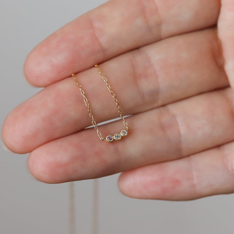 K18YG ゴールドネックレス ファミリーゴールド 大切な人の宝石を紡ぐ【2石】-Family Necklace（ファミリー