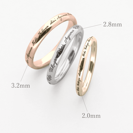 ファミリーリング（Bague Lettre-バーグ レトル）|大切な絆を文字で紡ぐ指輪【文字をリング一周に刻印-選べるフォント】｜3.2mm幅｜K10YG/K10PG【選べる素材】