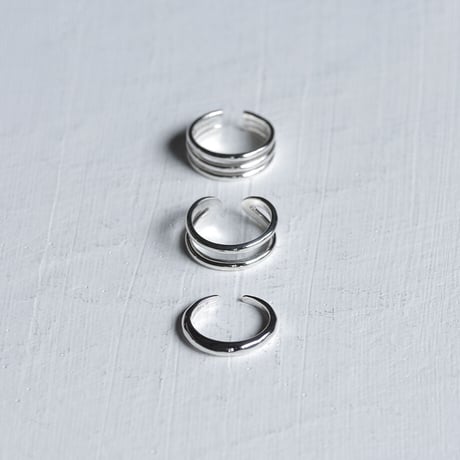 2wayイヤカフリング｜6.6mm幅｜シルバー925｜ TWO-WAY TRIPLE【Laugh＆Yoke】｜Artisan Works