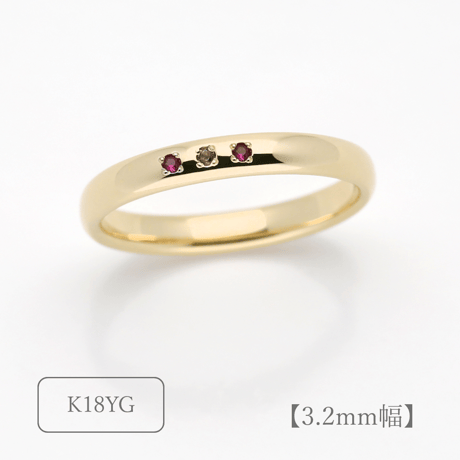 ファミリーリング（Bague Eclat-バーグ エクラ）|大切な絆を誕生石で紡ぐ指輪【3石-選べる誕生石】｜3.2mm幅｜K18YG/K18PG【選べる素材】