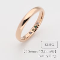 大切な人の宝石を紡ぐ【4石】-Family Ring（ファミリーリング）【選べる地金素材と誕生石】｜3.2mm幅｜K18YG/K18PG｜Artisan Works