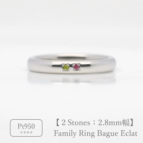 ファミリーリング（Bague Eclat-バーグ エクラ）|大切な絆を誕生石で紡ぐ指輪【2石-選べる誕生石】｜2.8mm幅｜プラチナ950｜Artisan Works