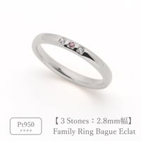 ファミリーリング（Bague Eclat-バーグ エクラ）|大切な絆を誕生石で紡ぐ指輪【3石-選べる誕生石】｜2.8mm幅｜プラチナ950｜Artisan Works