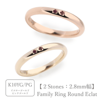 ファミリーリング（Bague Eclat-バーグ エクラ）|大切な絆を誕生石で紡ぐ指輪【2石-選べる誕生石】｜2.8mm幅｜K10YG/K10PG【選べる素材】