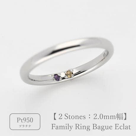 ファミリーリング（Bague Eclat-バーグ エクラ）|大切な絆を誕生石で紡ぐ指輪【2石-選べる誕生石】｜2mm幅｜プラチナ950｜Artisan Works