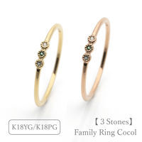 ファミリーリング（Cocol-ココル）｜選べる誕生石3石｜K18YG/K18PG｜Artisan Works