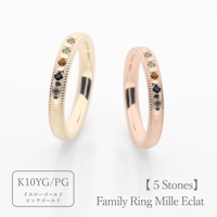 ファミリーリング（Mille Eclat-ミル エクラ）|大切な絆を誕生石で紡ぐ指輪【5石-選べる誕生石】｜K10YG/K10PG【選べる素材】｜Artisan Works