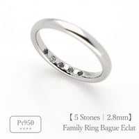 大切な人の宝石を紡ぐ【5石】-Family Ring Bague Eclat（ファミリーリング・バーグ エクラ） 【選べる素材と誕生石】｜2.8mm幅｜Pt950｜Artisan Works