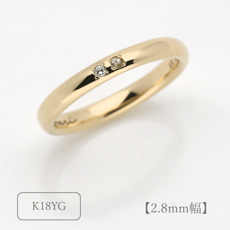 ファミリーリング（Bague Eclat-バーグ エクラ）|大切な絆を誕生石で紡ぐ指輪【2石-選べる誕生石】｜2.8mm幅｜K18YG/K18PG【選べる素材】