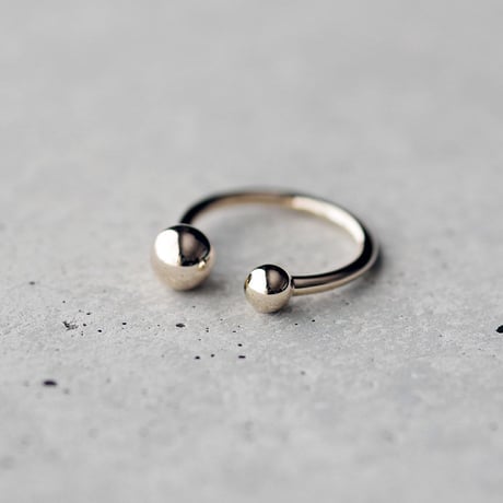 Double Ball Ring 【フリーサイズ】 ｜K10イエローゴールド｜[Artisan Works]