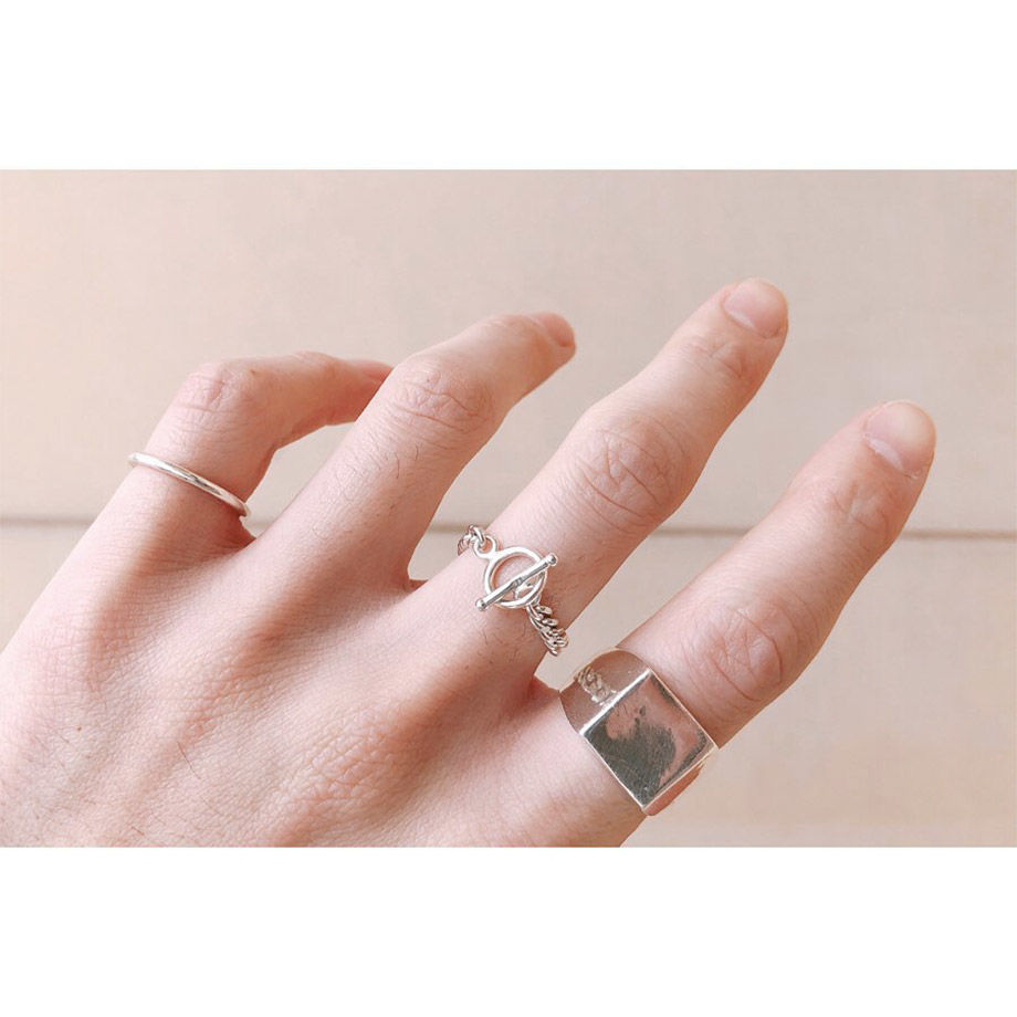 SQUARE CLASS RING(スクエア 文字刻印ver)｜トップサイズ13mm｜シルバー