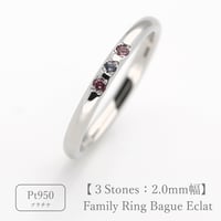ファミリーリング（Bague Eclat-バーグ エクラ）|大切な絆を誕生石で紡ぐ指輪【3石-選べる誕生石】｜2mm幅｜プラチナ950｜Artisan Works