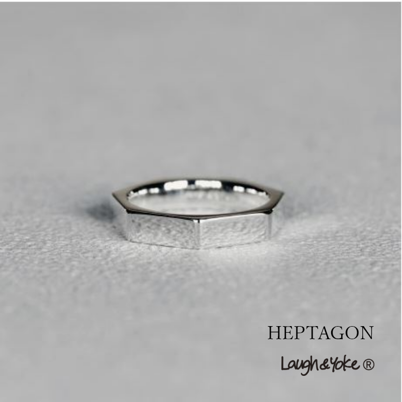 イヤリング＆シルバーリング 七角形リング Laugh＆Yoke HEPTAGON｜3.8mm幅｜シルバー925｜Artis