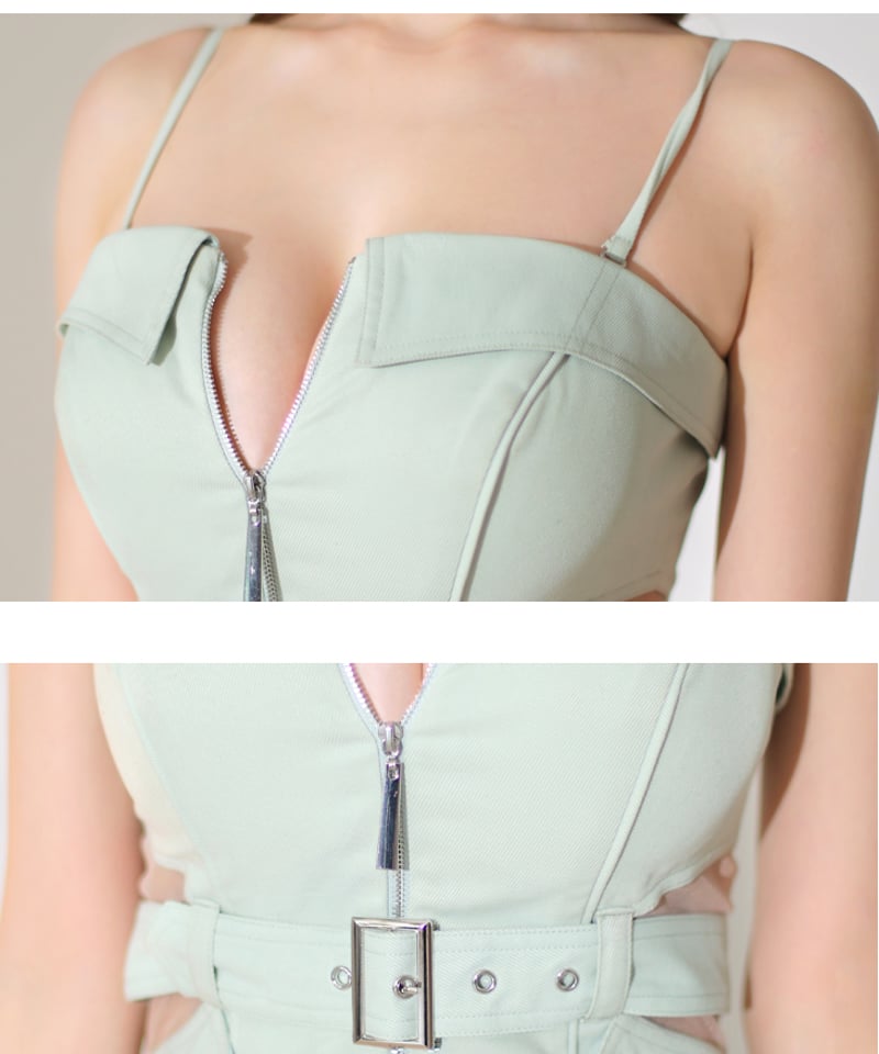 XSサイズあり】フロントジッパーxオフショルキャミキャバドレス